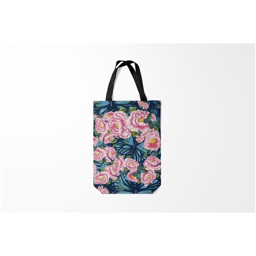 фото Сумка-шоппер / 31х42 см / девушкам / цветочки и бабочки пионы burnettie