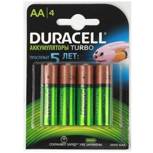 Аккумулятор Duracell Rechargeable HR6-4BL AA NiMH 2500mAh (4шт) аккумулятор hr6 4bl 2400ма ч предзаряженные блист 4шт duracell б0014863 5 упак