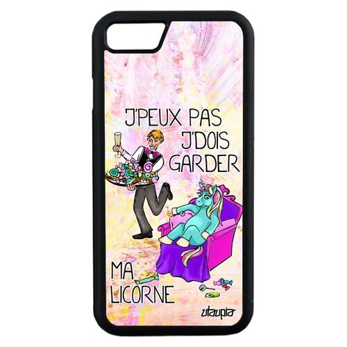 фото Чехол на смартфон // apple iphone 7 // "не могу - сижу с единорогом!" юмор крутой, utaupia, светло- розовый