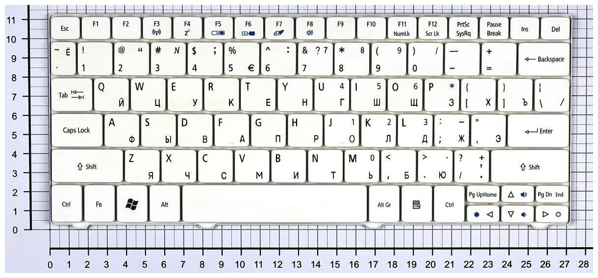 Клавиатура для ноутбука Aspire One 721 белая