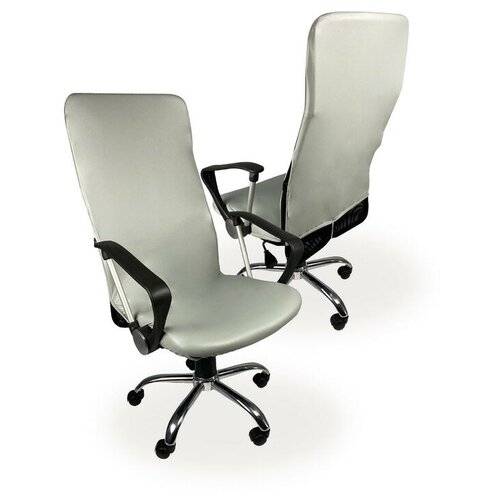 Чехол на мебель для компьютерного кресла гелеос 515М, размер М, кожа, светло-серый