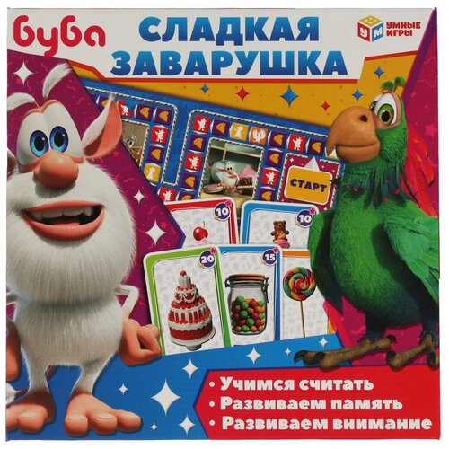 настольная игра ходилка умные игры азбука три кота в кор в кор 20шт Буба Сладкая заварушка Настольная игра-ходилка с карточками 10 шт.