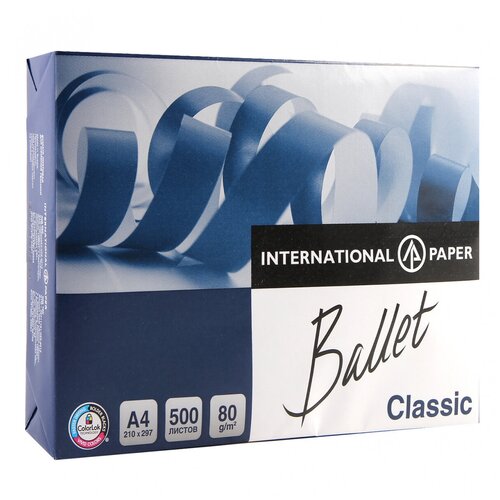 Бумага Ballet Classic А4, 80 г/кв.м, 500 листов, класс бумаги B, белизна CIE 153% - 5 шт.
