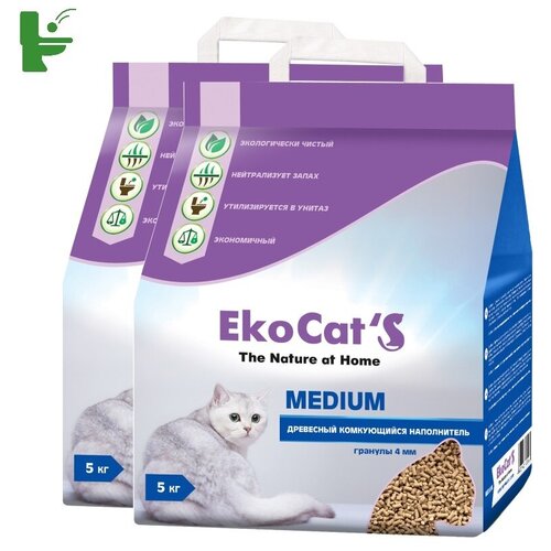 Eko Cat`s Medium древесный комкующийся наполнитель 2х5кг