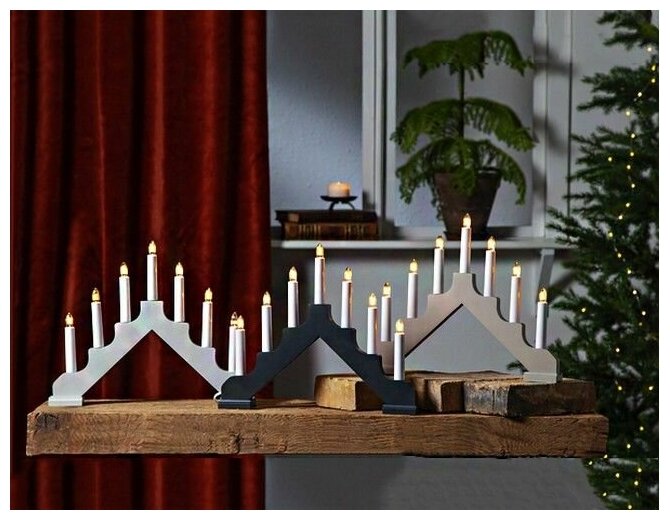 STAR trading, Светильник-горка рождественская ADA (серый) на 7 свечей, 37х30 см 286-16-1
