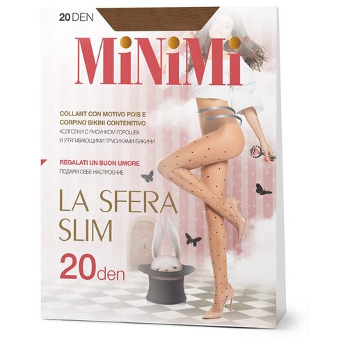 Колготки фантазийные Minimi La Sfera slim 20, размер IV, daino/nero (бежевый/чёрный)