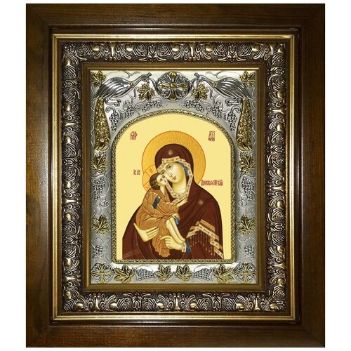 Икона Донская икона Божией Матери, в деревяном киоте донская икона божией матери в широком киоте 21 5 25 см