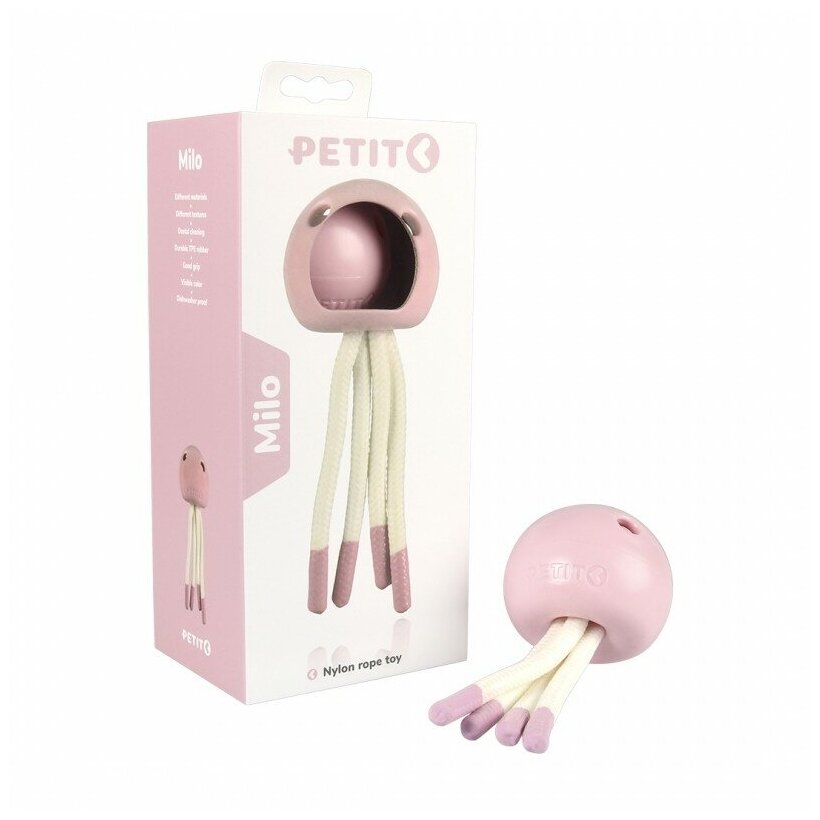 PETIT Игрушка для щенков развивающая "Milo", розовая, 18x7x7см - фотография № 5
