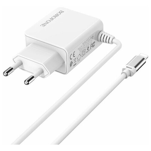Зарядное сетевое устройство Lightning, 2 USB, BA35A, кабель 1.0м, цвет белый