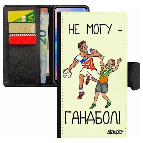 фото Чехол книжка на телефон apple iphone 7 plus, "не могу - у меня гандбол!" шутка комикс utaupia