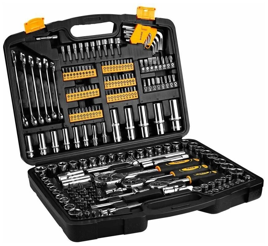 Профессиональный набор инструментов для авто DEKO DKAT200 в чемодане (200 предметов) 065-0913