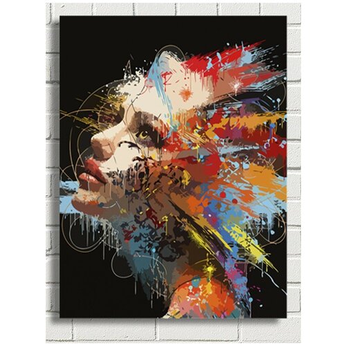 Картина по номерам на холсте Красочная девушка (Абстракция, поп арт, цветы) - 9072 В 30x40