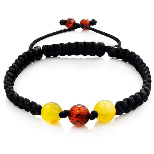 фото Amberholl стильный плетёный браслет из натурального янтаря «шамбала»