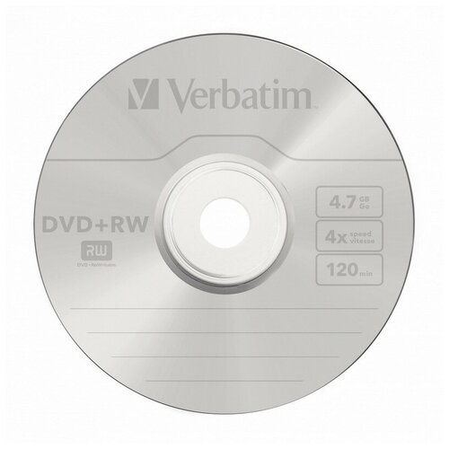 Носители информации DVD+RW, 4x, Verbatim Serl Matt Silver, Jewel/5, 43229 компакт диск для записи verbatim dvd rw 4 7gb 1 4x 120min упаковка из 5 штук