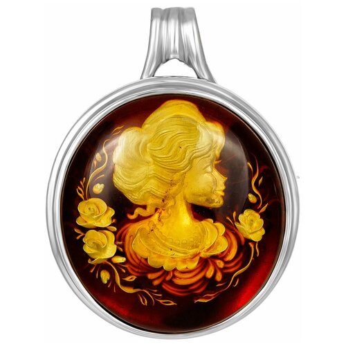 фото Amberholl крупная подвеска-брошь из серебра и янтаря с инталией «элинор»