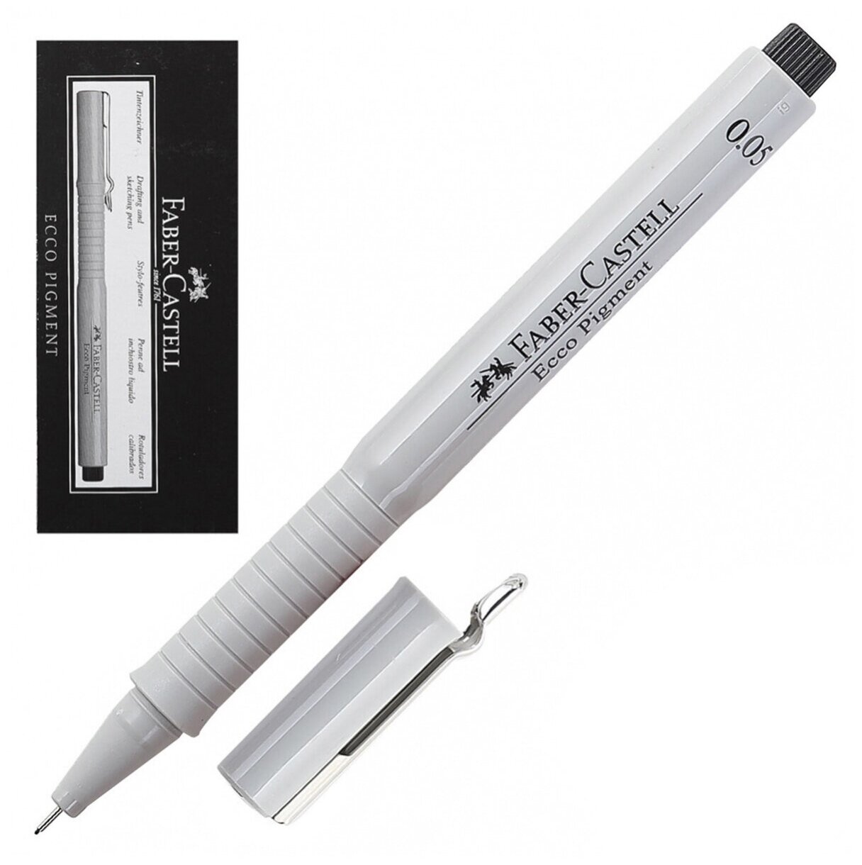 Ручка капиллярная, пишущий узел 0,05 мм, цвет чернил черный Еcco Pigment Faber-Castell 166099 - 1 шт.