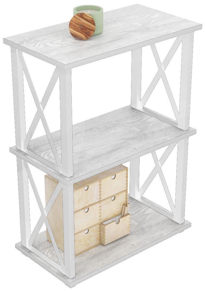 Стеллаж Лофт-3, 50х30х77 Белый бетон пайн/ белый