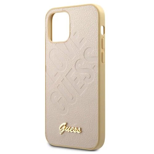 фото Guess для iphone 12 pro max (6.7) чехол pu iridescent "love" with metal logo hard gold
