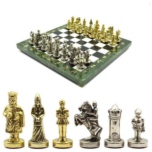 фото Радугакамня шахматы нефрит, долерит и мрамор "византийская империя" 200*200мм