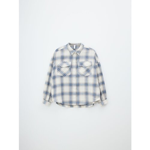 фото Рубашка sela, размер 152, серый, голубой