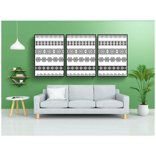 фото Набор модулных постеров для интерьера "границы, икат, этнический" 60x90 см. в тубусе, без рамки lotsprints