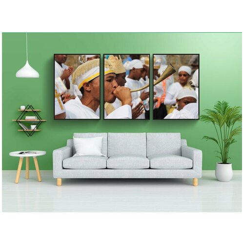 фото Набор модулных постеров для интерьера "священник, православный, эфиопия" 60x90 см. в тубусе, без рамки lotsprints