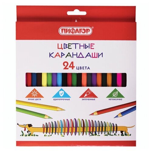 Карандаши Unitype цветные пифагор Веселая такса - (6 шт)