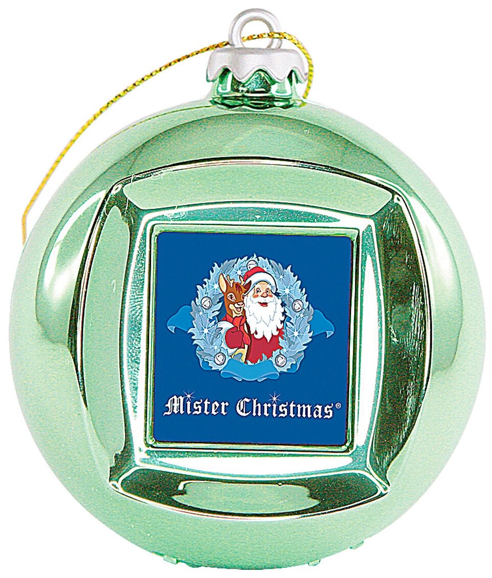 Новогодний шар-фоторамка с декоративной подставкой Mister Christmas, d-65мм, цвет: зеленый