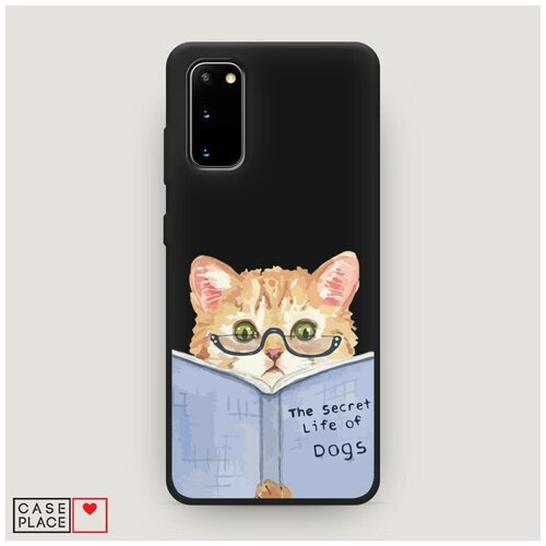 фото Чехол силиконовый матовый samsung galaxy s20 кот читает книгу case place