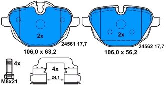 Дисковые тормозные колодки задние ATE 13.0460-2760.2 для BMW (4 шт.)