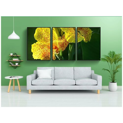 фото Набор модулных постеров для интерьера "канна, канна желтый, тигр" 60x90 см. в тубусе, без рамки lotsprints