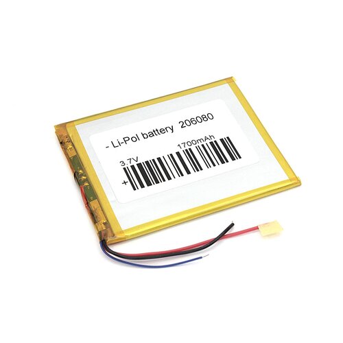 аккумулятор li pol батарея 2 5 60 80мм 2pin 3 7v 1700mah Аккумулятор Li-Pol (батарея) 2*60*80мм 3pin 3.7V/1700mAh