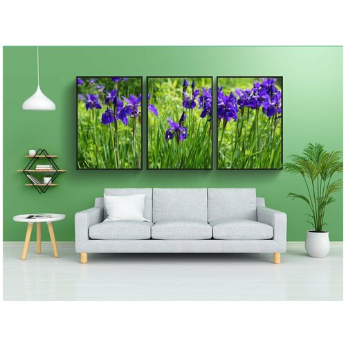 фото Набор модулных постеров для интерьера "ирис, цветок, цвести" 60x90 см. в тубусе, без рамки lotsprints