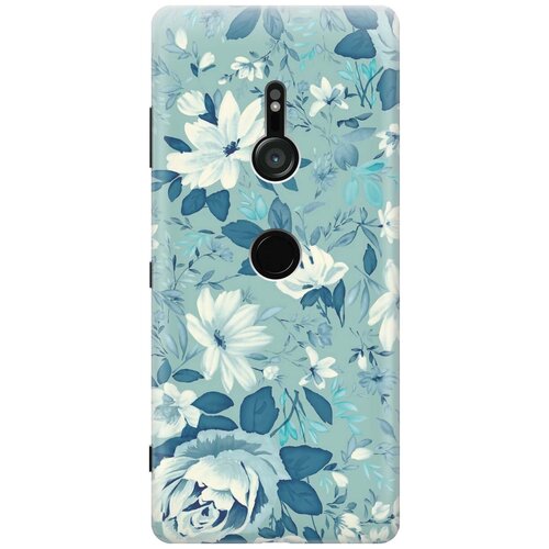 фото Re:pa накладка transparent для sony xperia xz3 с принтом "цветы на голубом"