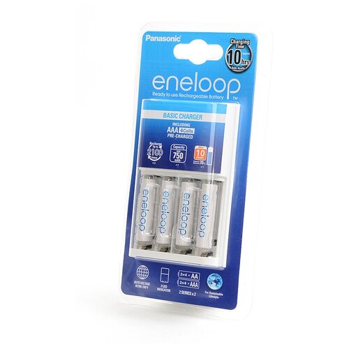 Panasonic Зарядное устройство для аккумуляторов Panasonic eneloop Basic Charger + 4AAA750mAh (K-KJ51MCC04E)