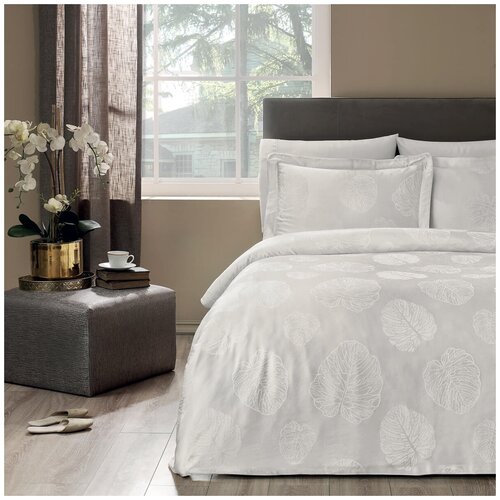 фото Комплект постельного белья tivolyo home lidia жаккард кремовый (евро)