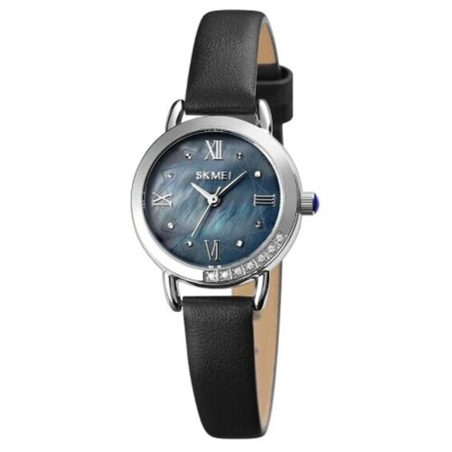 фото Часы наручные женские, кварцевые, черные, на кожаном ремне skmei 1769black-black