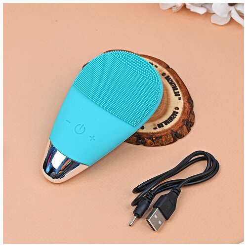 Электрическая ультразвуковая силиконовая щетка-массажер для очищения лица Super Cool Brush бирюзовая 53100₽