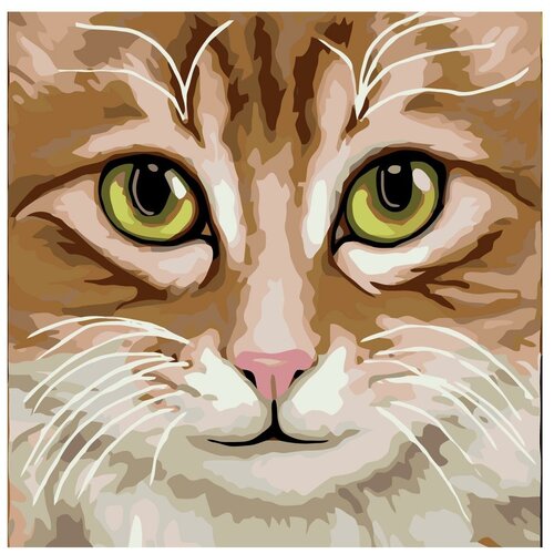 Картина по номерам, Живопись по номерам, 60 x 60, A396, милый, котёнок, животное, маленький, зелёные глаза, крупный план картина по номерам живопись по номерам 60 x 60 a387 кот домашний зелёные глаза котёнок животное рисунок