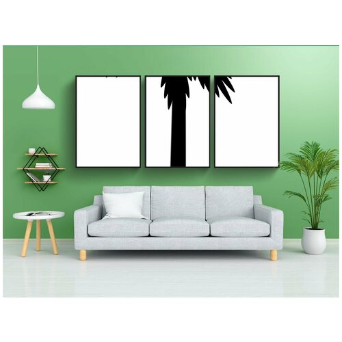 фото Набор модулных постеров для интерьера "ладонь, пляж, тропический" 60x90 см. в тубусе, без рамки lotsprints