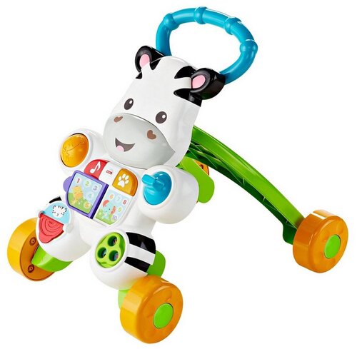 Каталка-ходунки Fisher-Price Зебра DPL54, белый/зеленый/оранжевый