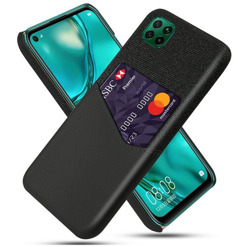 фото Чехол панель-накладка mypads для huawei nova 6 se /huawei nova 7i / huawei p40 lite из качественной импортной кожи с визитницей с отделением для банковских карт мужской женский черный