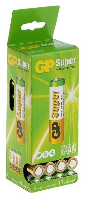 Батарейка алкалиновая GP Super, AA, LR6-40BOX, 1.5В, набор, 40 шт.