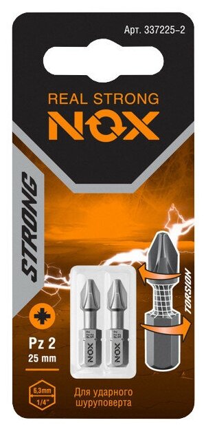 Бита NOX PZ2 25мм torsion 2шт