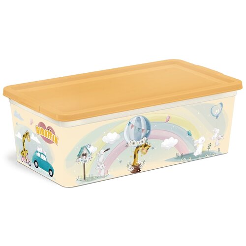 Контейнер ПОЛИМЕРБЫТ Giraffix 5,5 л (4351173), 5.5 л, 34х19х12 см, желтый ящики для игрушек полимербыт коробка giraffix 10 литров
