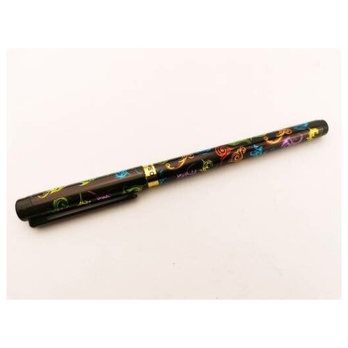 Ручка гелевая 0,5мм черная, принт на корпусе 