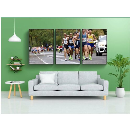 фото Набор модулных постеров для интерьера "марафон, выносливость, бегун" 60x90 см. в тубусе, без рамки lotsprints