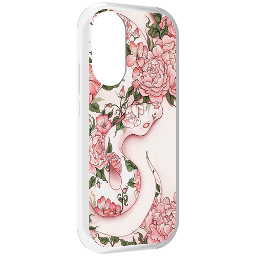 Чехол MyPads змея-в-розовых-цветах женский для Honor X7 задняя-панель-накладка-бампер