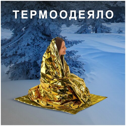 Термоодеяло/покрывало изотермическое серебро/золото спасательное 160х210 см, DASWERK, 630841