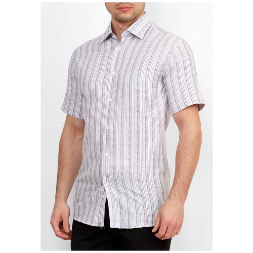 фото Рубашка мужская короткий рукав greg gb173/309/55/z/1, полуприталенный силуэт / regular fit, цвет сиреневый, рост 174-184, размер ворота 40